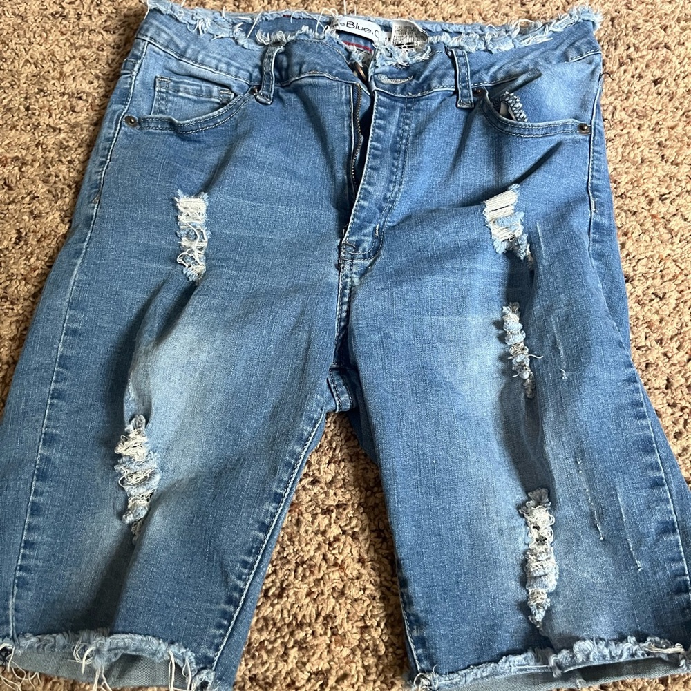 Distressed Blue Jean Shorts for Women